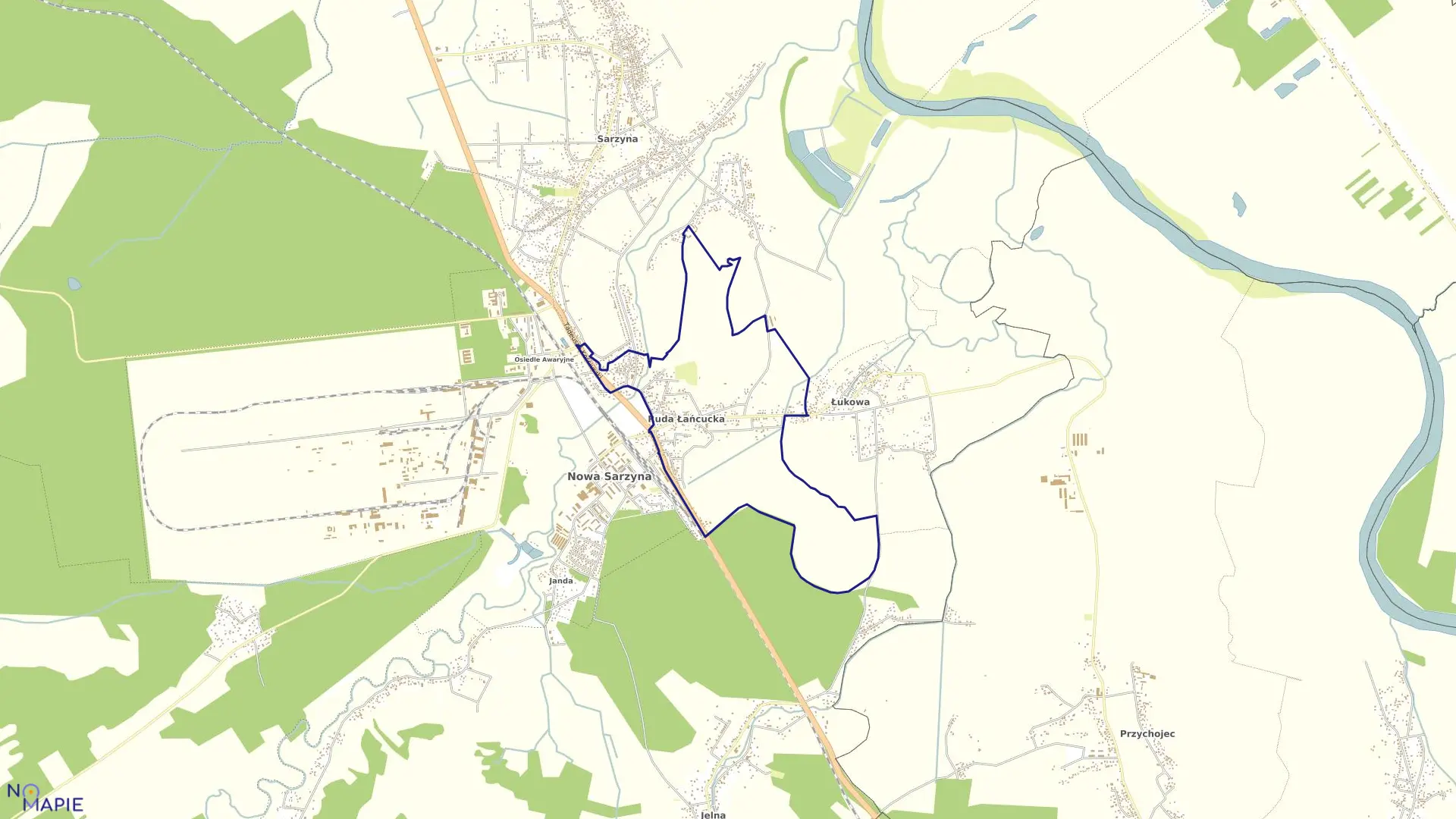 Mapa obrębu Ruda Łańcucka w gminie Nowa Sarzyna